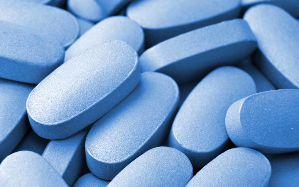 SUper close up view of light blue supplements