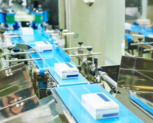Image of an automated pharmaceutical packaging system.