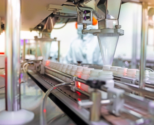 Factory filling medical bottles