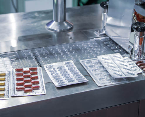 Blister Packaging on assembly line